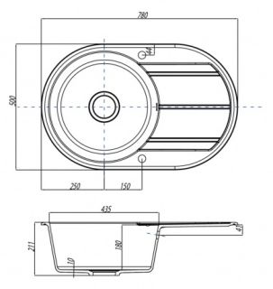 Мойка кухонная Акватон Амира 78см серый
